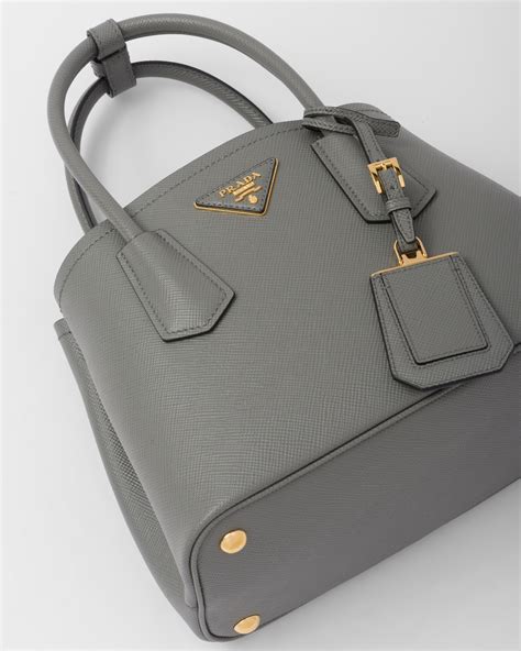 Slate/black Prada Double Saffiano Leather Mini Bag 